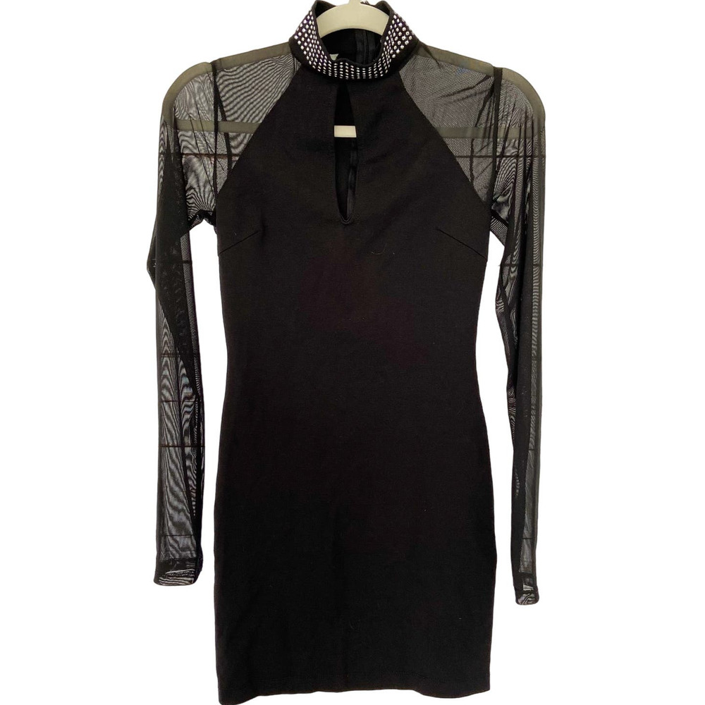 Windsor Black Long Sleeve Dress with Silver Accents